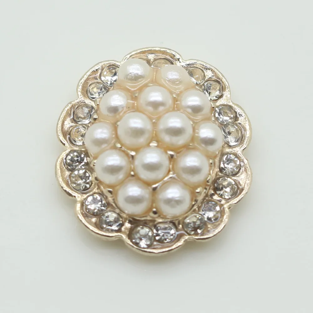 Новинка 10 шт. 17*20 мм овальные пуговицы с жемчугом и стразами аксессуары для волос