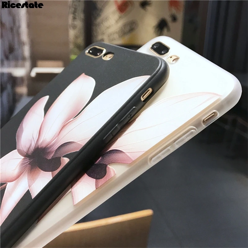 Новый чехол с цветком лотоса для iPhone 8 Plus XR X XS MAX 3D рельефный цветами розы 6 6S 7 из