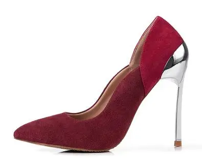 10 cm heel Новинка; женские замшевые разноцветные пикантные туфли-лодочки на высоком каблуке-шпильке с острым носком без застежки; вечерние туфли-лодочки на каблуке 12 см - Цвет: 10 cm heel