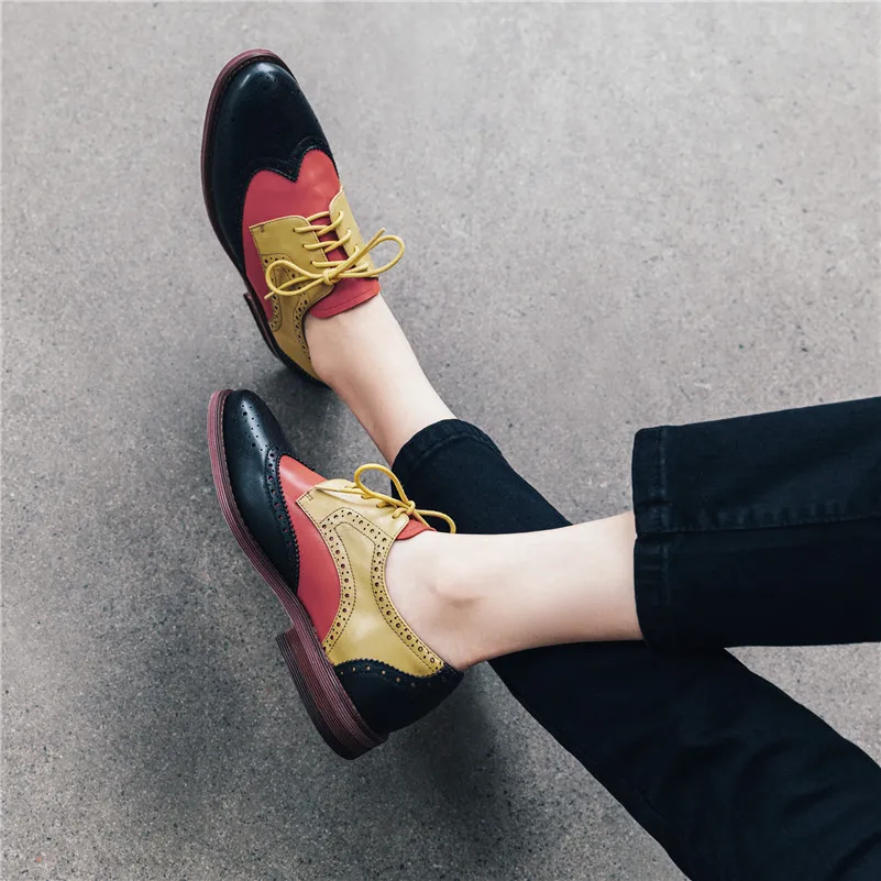 Женские туфли-броги FEDONAS черные туфли из натуральной кожи на шнурках