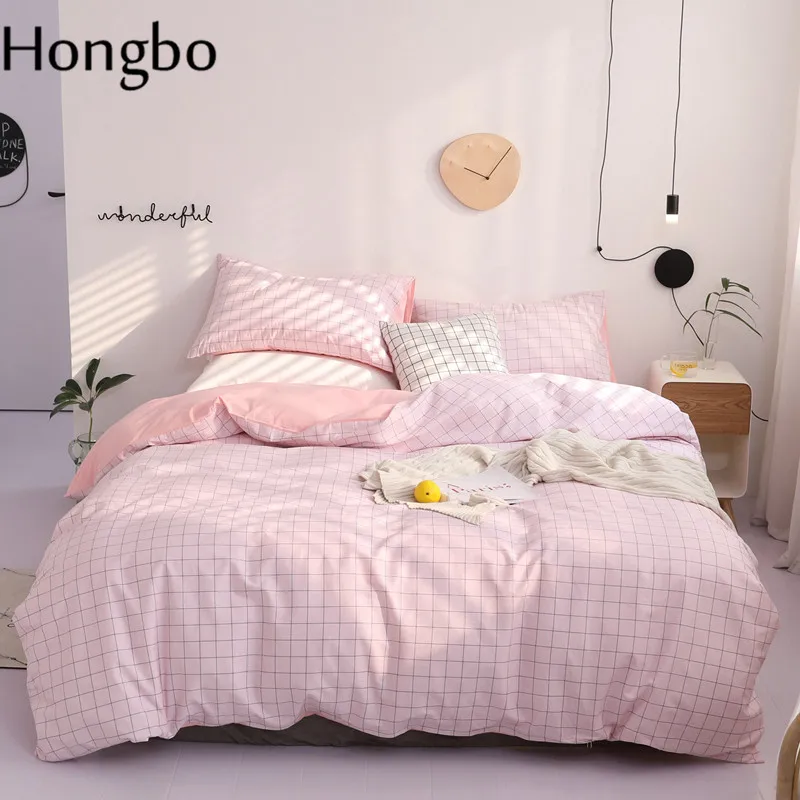 Hongbo розовый сетчатый принт, хлопок, пододеяльник, пододеяльник, простыня, наволочка, набор постельного белья queen
