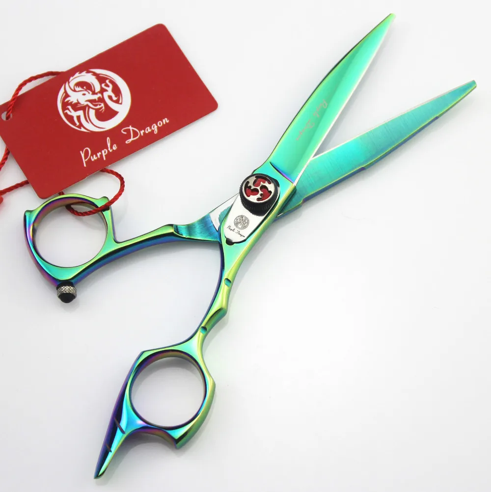 Парикмахерские ножницы 583 #6 дюймов брендовые фиолетовые драконовые зеленые