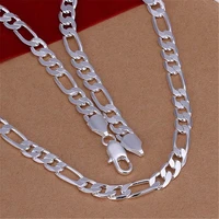 n018 free shipping popular beautiful fashion elegant silver color charm 8mm width chain men pretty lady necklace jewelry