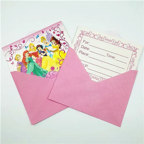 invitation card Детские принадлежности для вечеринки в честь Дня Рождения Принцессы Диснея, сувениры для девочек на юбилей, свадьбу, вечерние украшения принцессы Софии - Цвет: invitation card