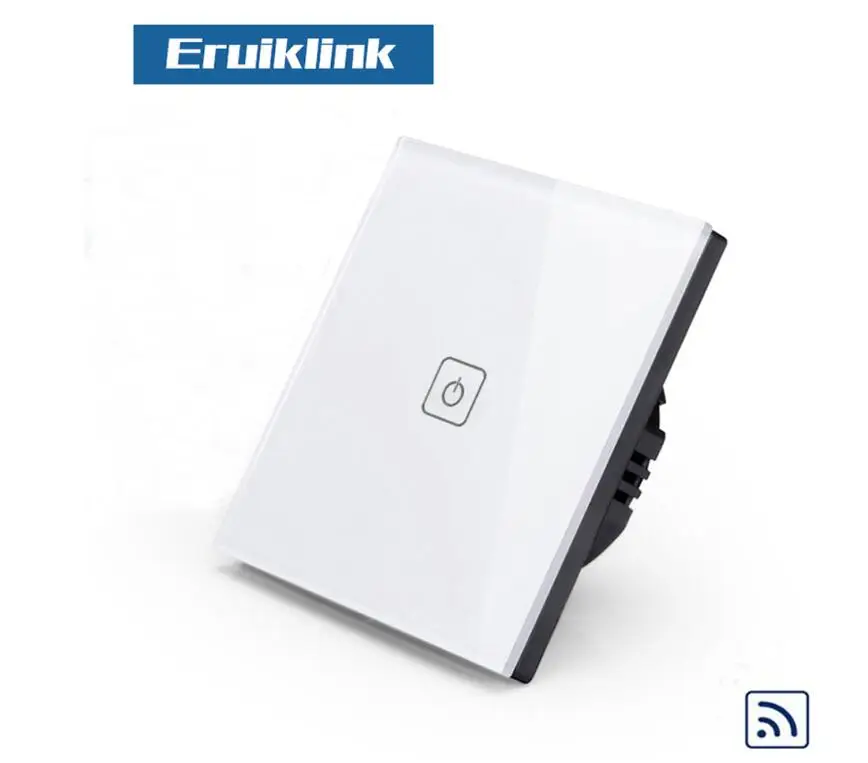 Eruiklink EU/настенный переключатель стандарта Великобритании 1 комплект 1 способ беспроводной пульт дистанционного управления светильник переключатель, умный дом RF433 пульт дистанционного управления настенный сенсорный переключатель - Цвет: White Switch Only