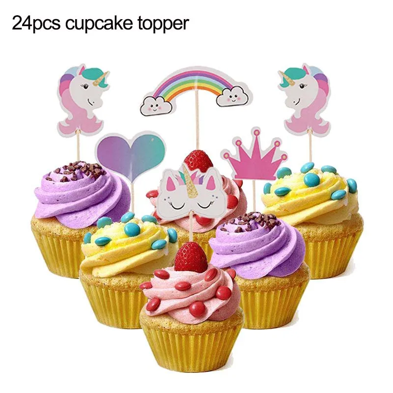24pcs unicorn topper Розовая маленькая лошадка пони фольгированные воздушные шары-единороги Гелиевый шар животные Дети День рождения Единорог вечерние украшения - Цвет: 24pcs unicorn topper