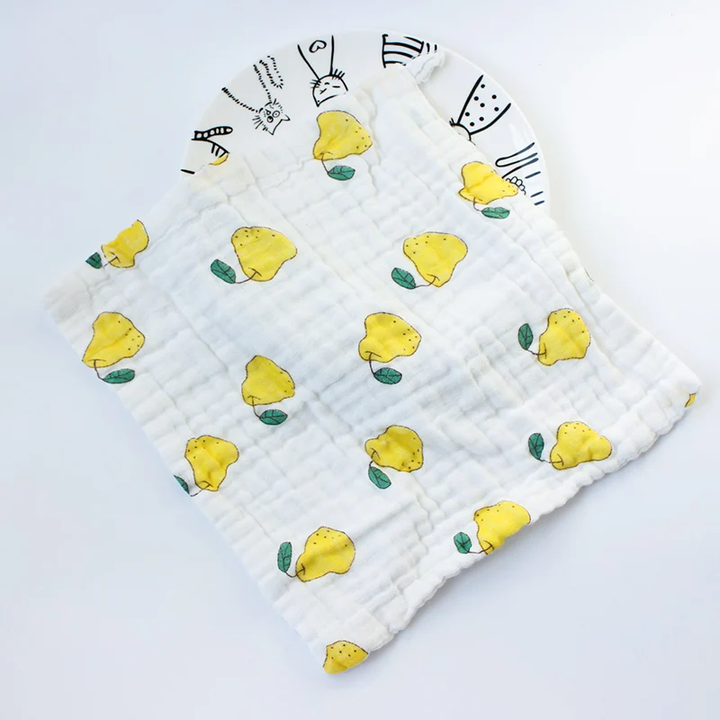 yellow pear Muslinlife квадратное одеяло 28*28 см дышащая мягкая мочалка 6 слойный муслин полотенце носовые платки, полотенца для новорожденных кормящих - Цвет: yellow pear