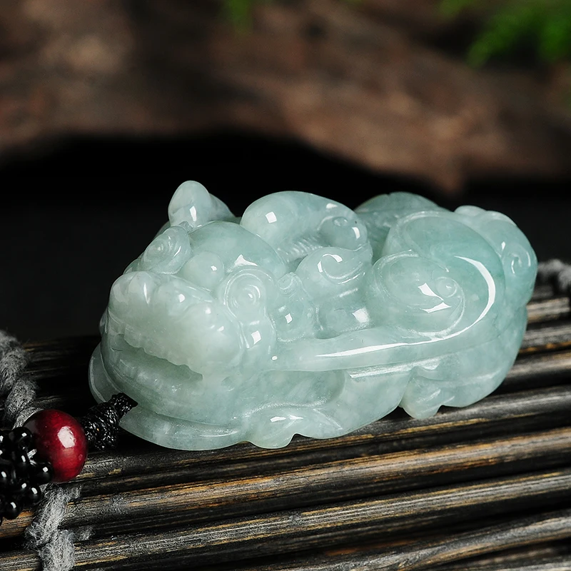 Бледно зеленый нефритовый кулон Pixiu бирманский кожаный Хью мужские и женские