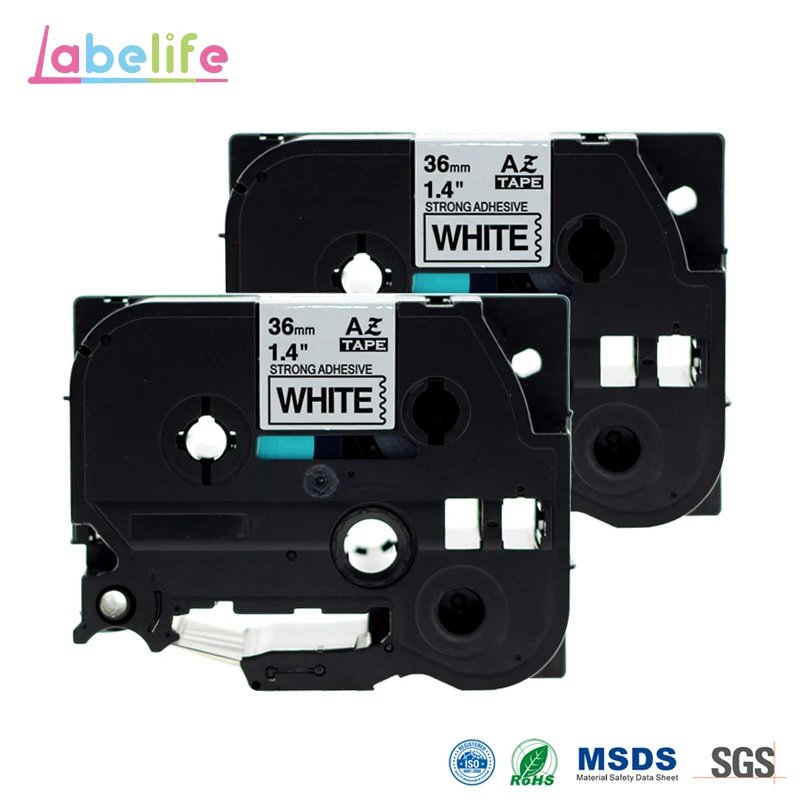 2 упаковки 36 мм TZe-S261 черный белый сверхпрочная лента для Brother P-touch Tape TZ-S261 TZeS261 TZS261