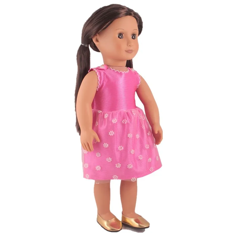 Одежда для девочек 18 дюймов куклы из США летние красные платья принцессы Золотая