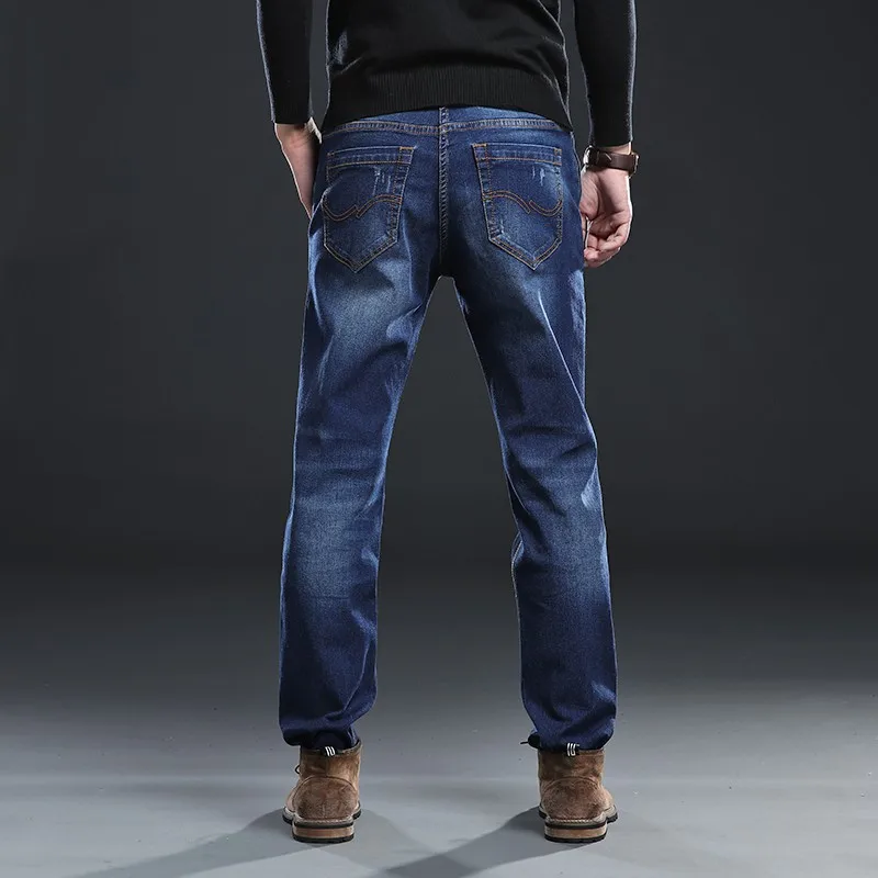 Mens Regular Fit Jeans Clothing Plus Male Autumn Elastic Stretch Denim Straight Leg Classic Cowboy Pants Big Size 40 42 44 46 48|Мужские