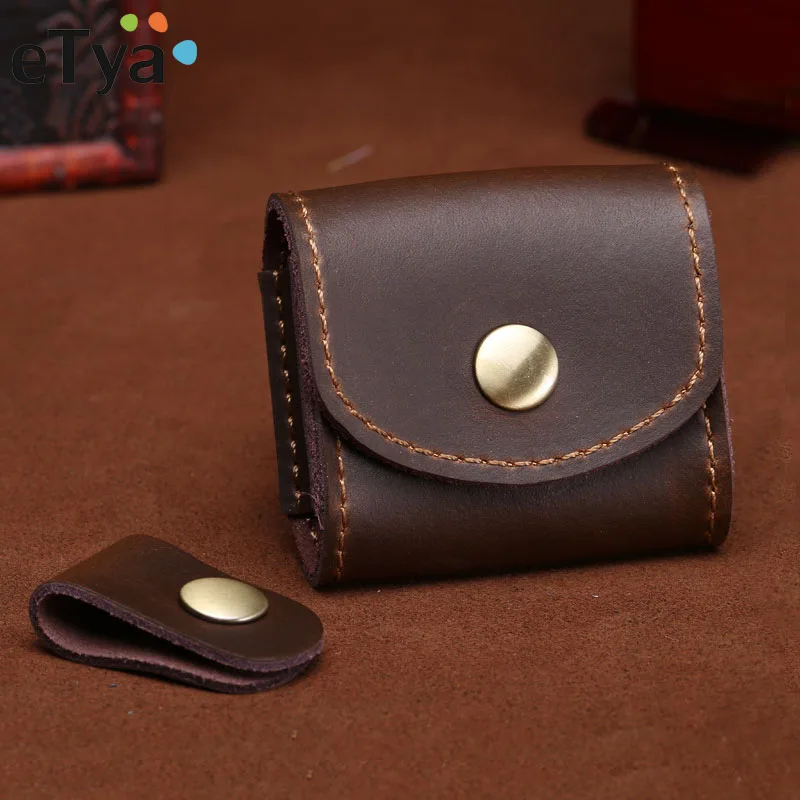 ETya Mini модный кошелек для монет Винтажный Мужской Женский из натуральной кожи