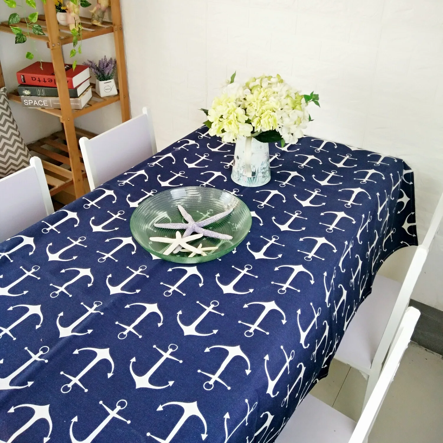 Скатерть в современном стиле с изображением средиземноморского якоря|tablecloth