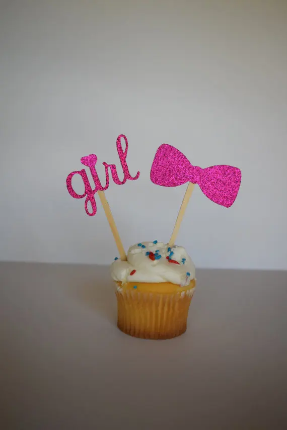 

Glitter Baby Girl Cupcake Toppers, Baby Shower Party cake decorations