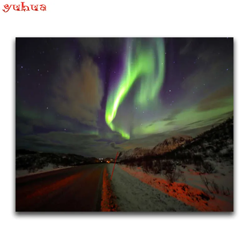 Полностью квадратная Алмазная картина вышивка крестом цветная Аврора 5D DIY