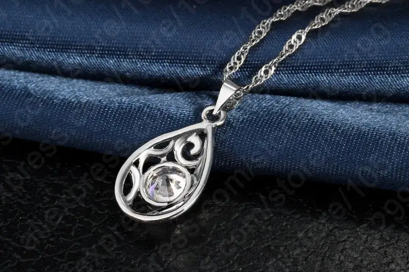 Комплект из колье и серёг серебра 925 пробы с фианитами|bridal wedding jewelry sets|necklace set