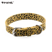 t meng brand new genuine leather dog collar leopard printing pattern pet dog collars fashion necklace good for pet products