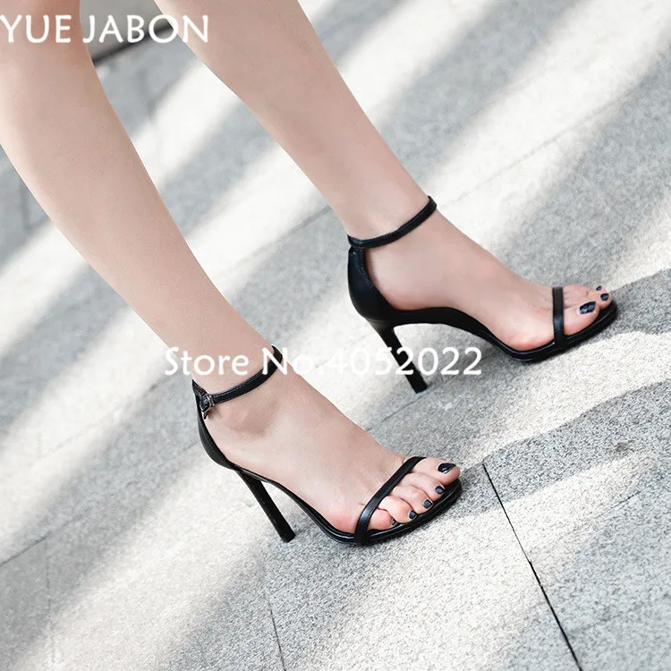

2021 Thin High Heels Genuine Leather Women Pumps 12cm,Sexy Buckle strap Sandals Sexy Wedding Shoes Nightclub Party Summer Heels
