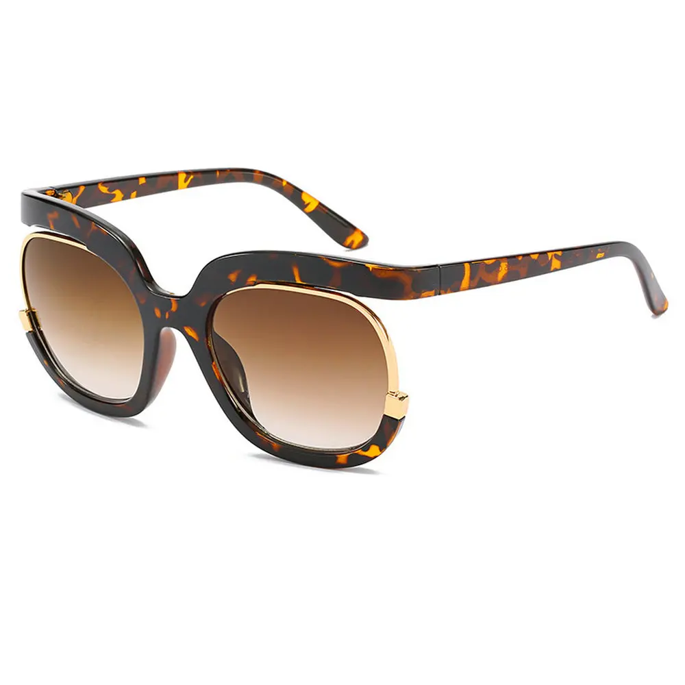 Мужские солнцезащитные очки в круглой оправе MINCL золотистые и черные квадратные