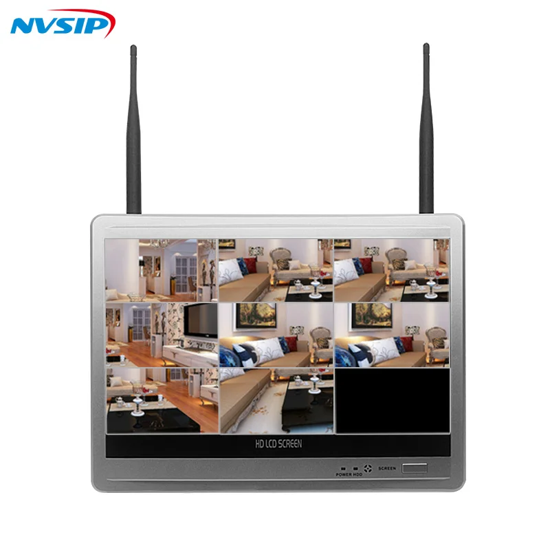 Комплект беспроводной системы видеонаблюдения NVSIP 8 каналов 1080P NVR ЖК экран 12