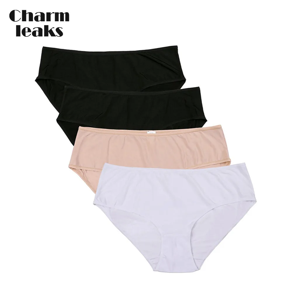 4 in pack Charmleaks женские трусики, трусы, хлопковое нижнее белье, мягкое дамское, приятное для кожи, комфортное, одноцветная упаковка из 4 дышащих, уютных, горячая распродажа - Цвет: 4 in pack
