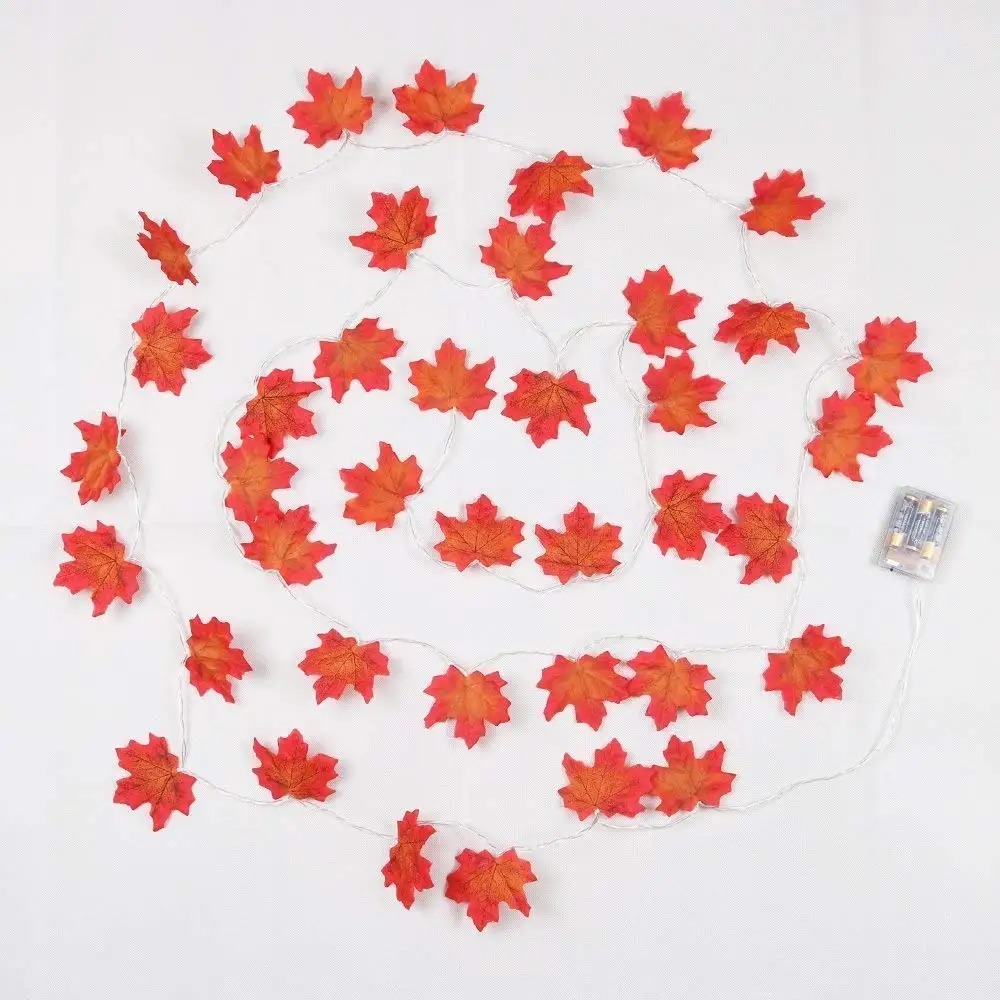 Узор в виде кленового листа гирлянды светодиодный AA Батарея фонари огни Строка