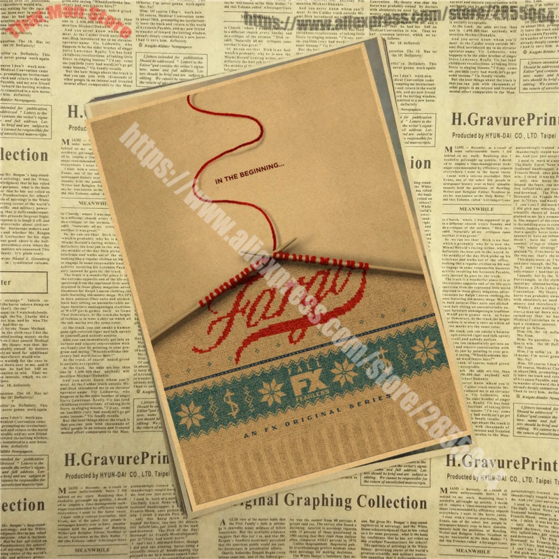 Fargo ВИНТАЖНЫЙ ПЛАКАТ справа Фарго ТВ фильм Мартин Фримен декоративная живопись Ретро плакат 42X30 см - Цвет: Светло-зеленый
