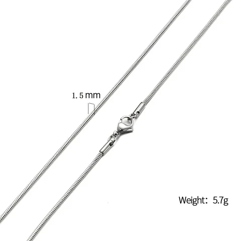 kz034 1.5mm AZIZ BEKKAOUI, мужская и женская цепочка, цепочка со змеиным лезвием, Фигаро, цепочка, круглая, базовая цепь, нержавеющая сталь, колье, ювелирное изделие - Окраска металла: kz034 1.5mm