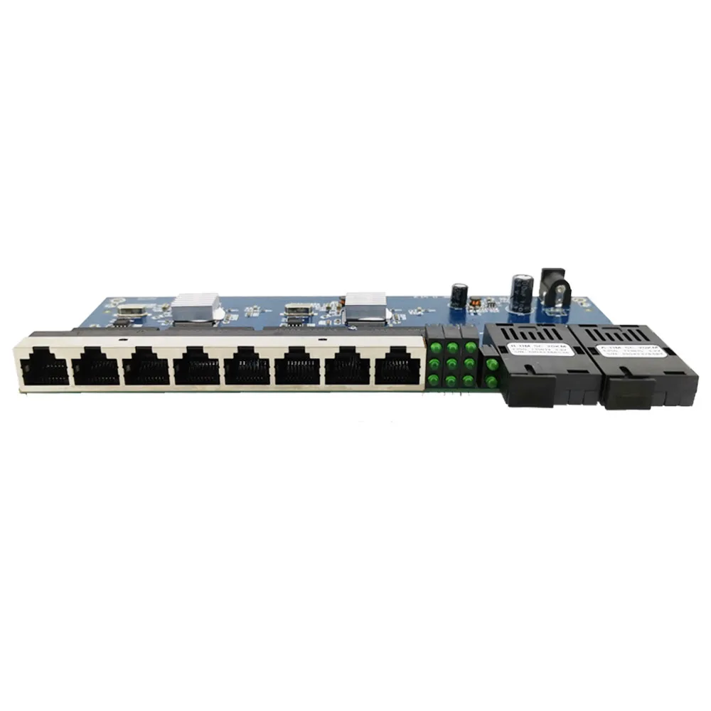 2G8E 8UTP RJ45 Gigabit Ethernet-коммутатор 2*1,25G Волоконно порт разъем SC 8*10/100/1000 м PCBA плата волокно-оптический преобразователь пластины