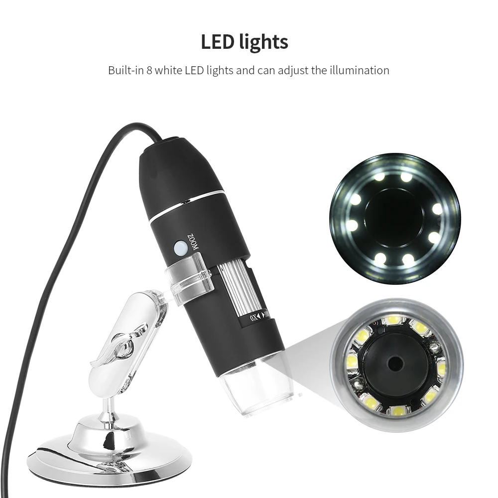 Цифровой мини микроскоп паяльный с 1000 кратным увеличением держателем