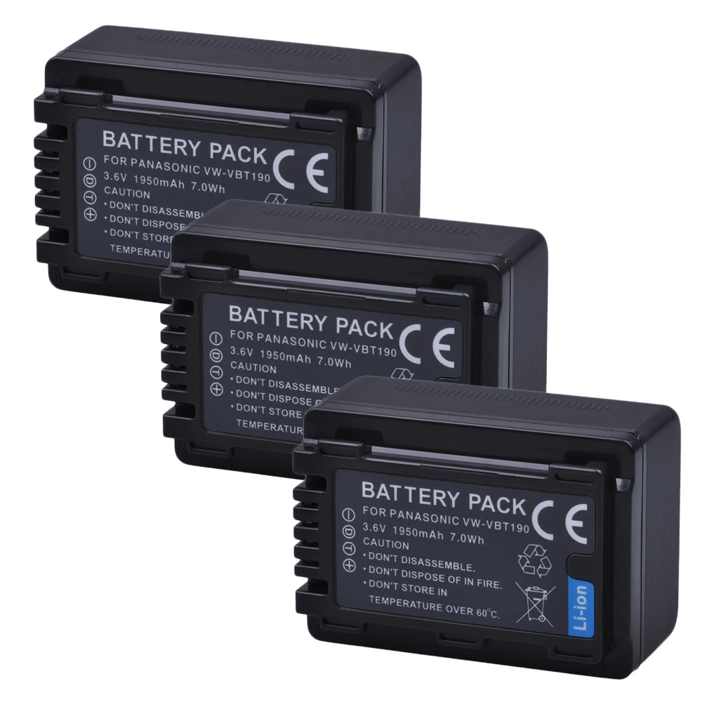 3 шт. VW VBT190 VBT380 аккумулятор и зарядное устройство для Panasonic HC V720 V727 V730 V750