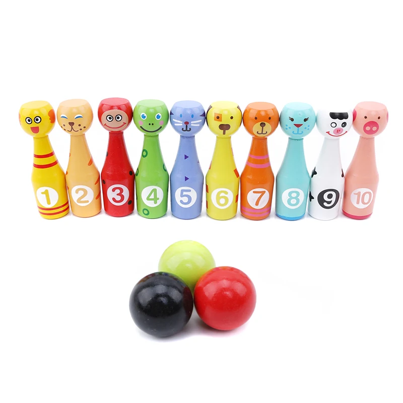 Creative Baby Colorful Cartoon Animals Wooden Bowling Set Kids Hands-on Intellectual Development Sport Toy | Игрушки и хобби