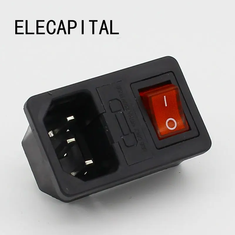 С предохранителем 10A! Красный кулисный выключатель с плавким IEC 320 C14 впускная