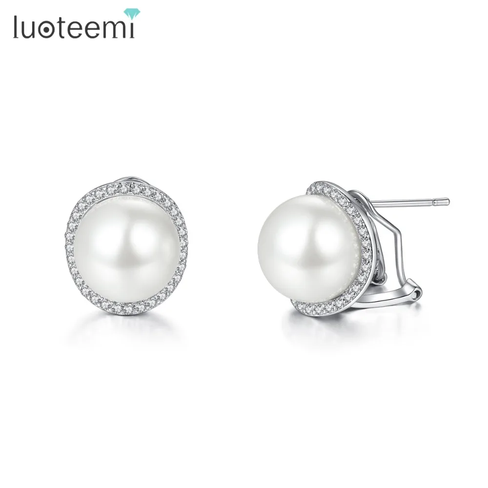 LUOTEEMI большая круглая подвеска с имитацией жемчуга серьги гвоздики для женщин