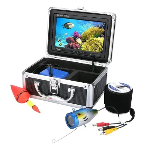 Портативный рыболокатор 7 дюймов, 1000 ТВЛ, TFT-монитор, Водонепроницаемая видеокамера для подводной рыбалки, комплект с 12 белсветодиодный ными лампами