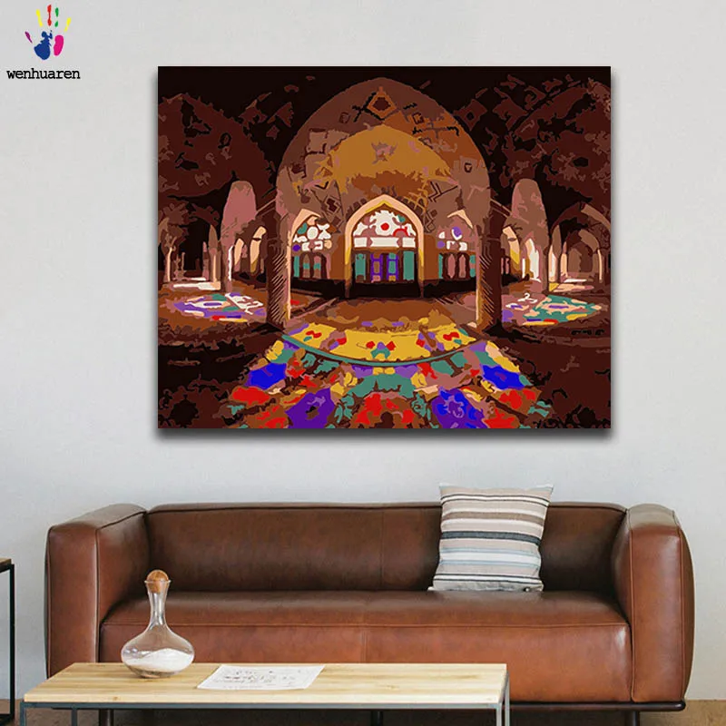 DIY раскраска краска по номерам закат на картины замка с комплекты 40x50 защелка | Дом