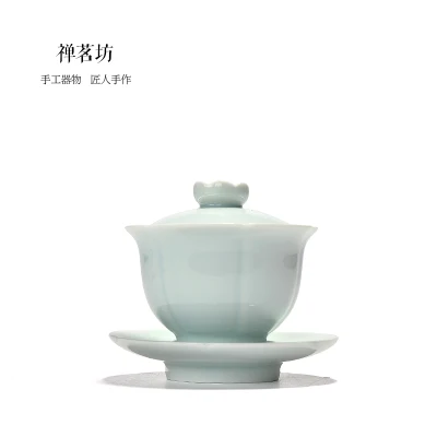 Чаша с крышкой селадона чайная чашка Керамическая ручная большая белая