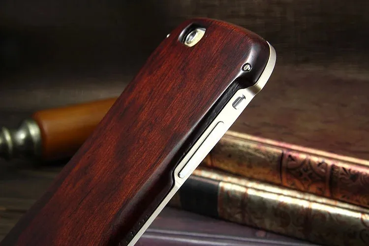 Luxury Wooden Case for IPhone 6S 6 5 5S SE Aluminum Metal Frame Wood Bamboo Cover Phone IPhoneSE Coque |