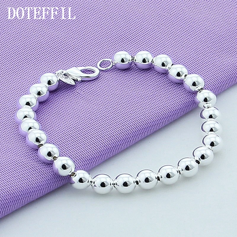 Бусины DOTEFFIL из серебра 925 пробы с полыми бусинами 8 мм/10 мм серебряный браслет