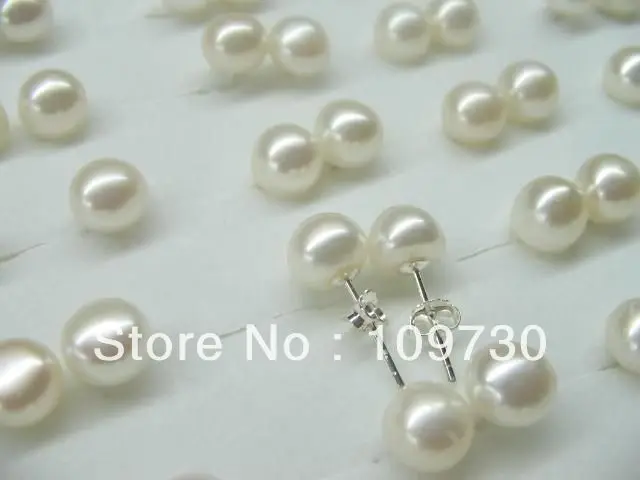 Ry00120 AAA Много 100 Pairs 8 8.5 мм Пресной Воды Жемчужина Серьги Стержня стерлингового