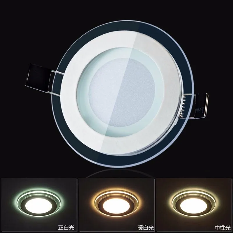 

Downlight Led + Glass 3 Colors Dimmable Lamp, LED Panel Light, Dimming Or Non Dimming, Round And Square Shape, 6W 12W 18W