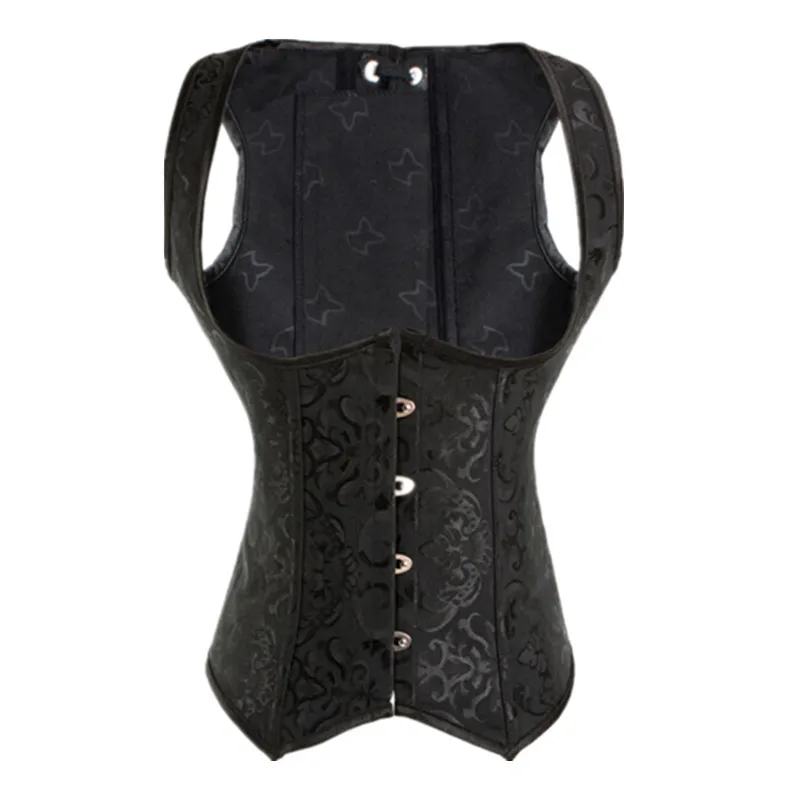 S-XXL пикантные Для женщин корсет под грудью корсетные плеча на ремнях Топ чёрный