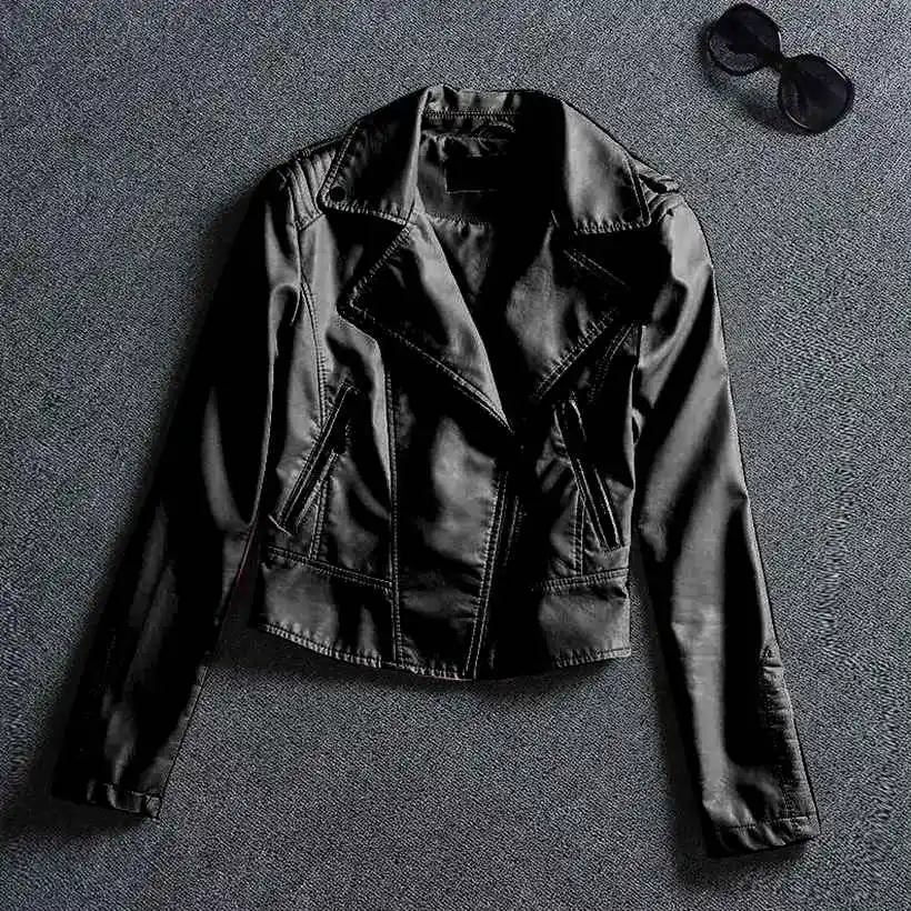 Брендовая мотоциклетная весенне-летняя женская куртка из искусственной кожи с