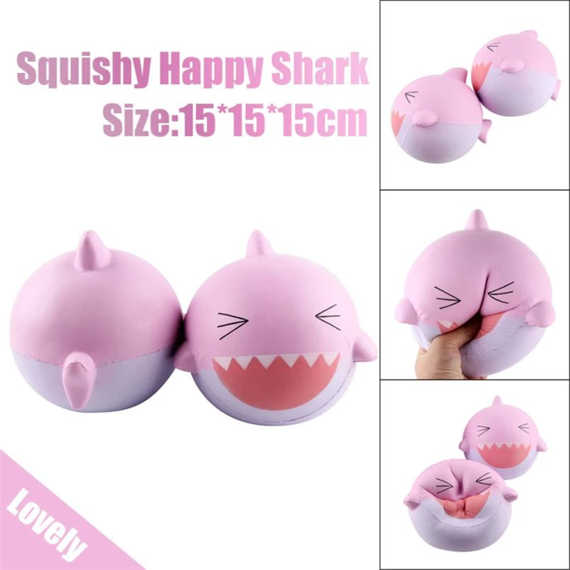 Mochi Squishy15cm розовая Милая Веселая Акула Ароматизированная мягкая медленно