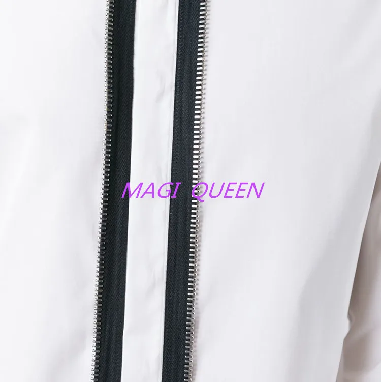 2017 Мужская одежда Весенняя рубашка белая с длинным рукавом на молнии дизайн