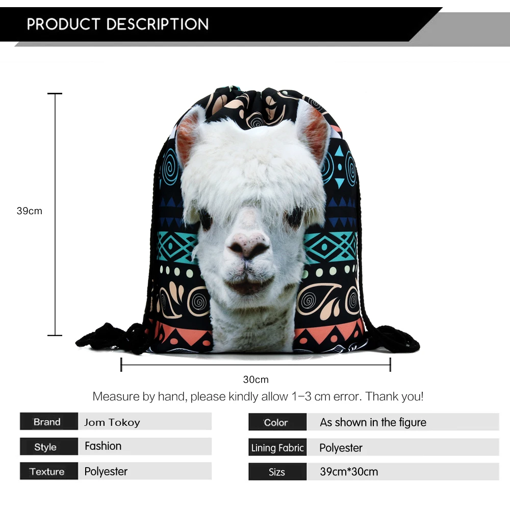 Женский рюкзак с 3D-принтом llama aztec модный дорожный на шнурке мягкой спинкой для
