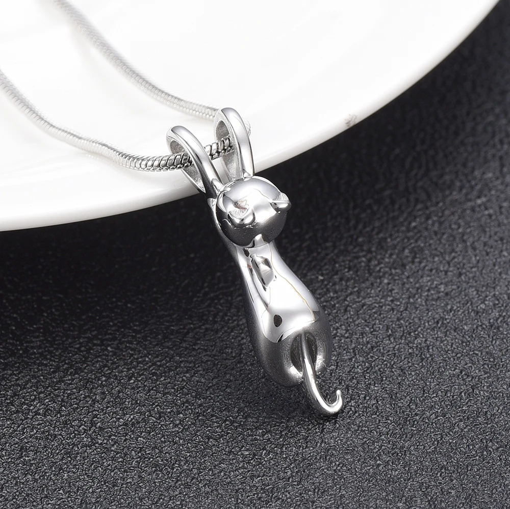 

IJD10024 Lovely Cat Stainless Steel Cremation pendant necklace for ashes Animal Funeral Keepsake Memorial Urn Jewelry For Pet