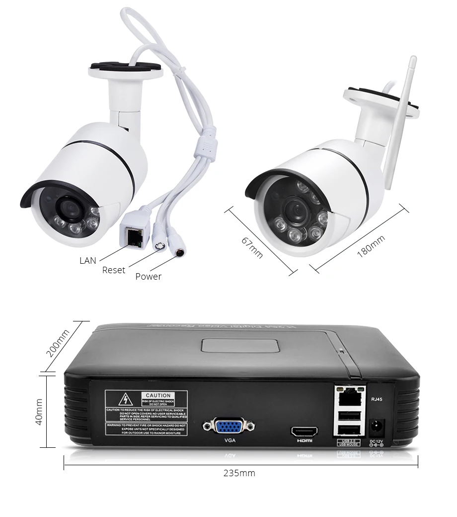 Cctv камера видеонаблюдения 1080P HD Беспроводная NVR система безопасности комплект 720P