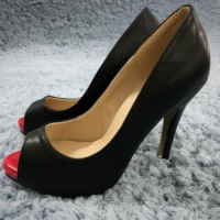 women stiletto thin high heel pumps sexy peep toe black pu party work office career ball lady shoes t4