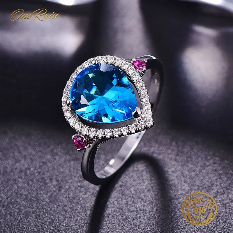OneRain 100% стерлингового серебра 925 пробы Рубин морганит Аквамарин Топаз